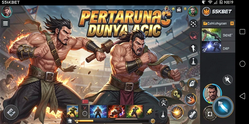 Tangkapan layar menunjukkan aksi berkelahi yang intens dalam 55KBET.