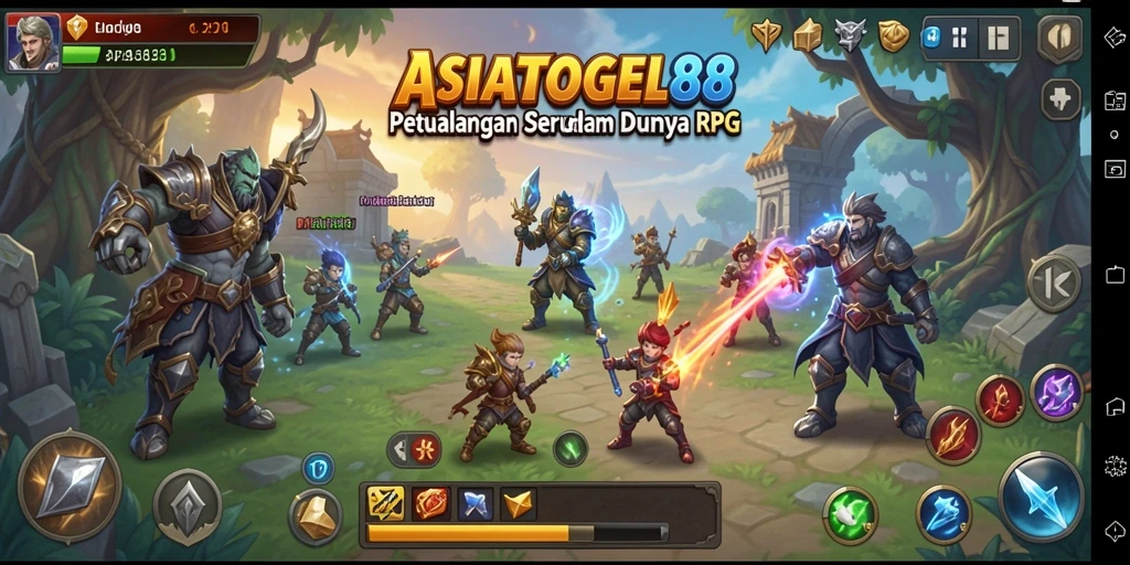 Screenshot utama ASIATOGEL88 menampilkan karakter beraksi dalam dunia RPG yang menakjubkan.