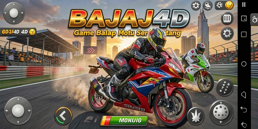 Screenshot gameplay BAJAJ4D dengan balapan motor yang seru.