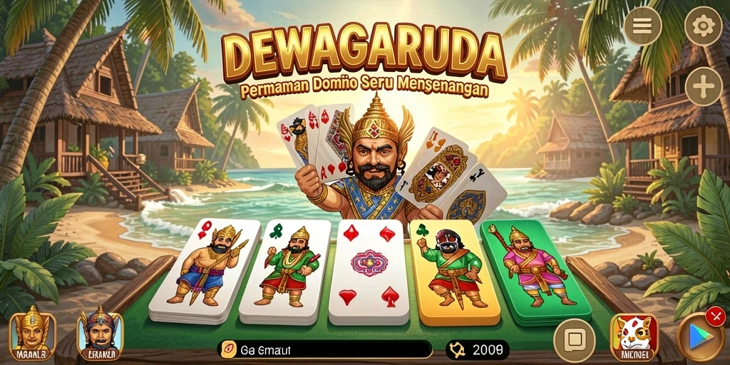 Screenshot gameplay seru dari DEWAGARUDA yang menampilkan aksi Domino.