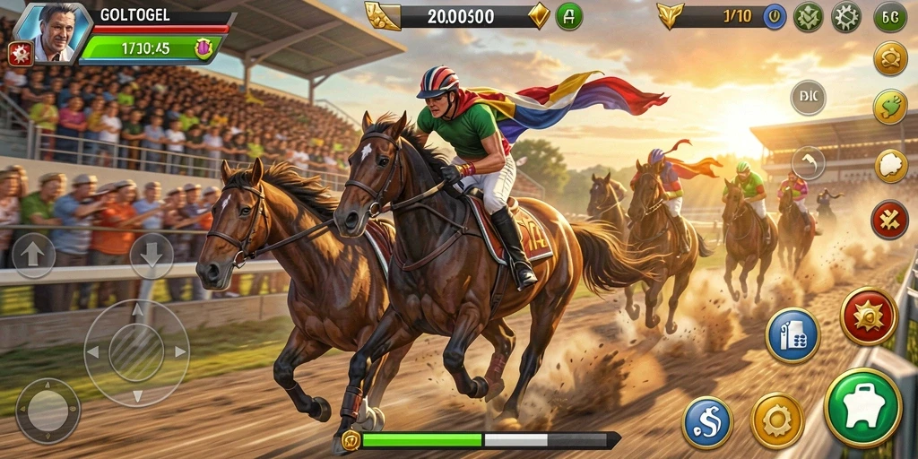 Gameplay GOLTOGEL yang mendebarkan dengan balapan penuh aksi.