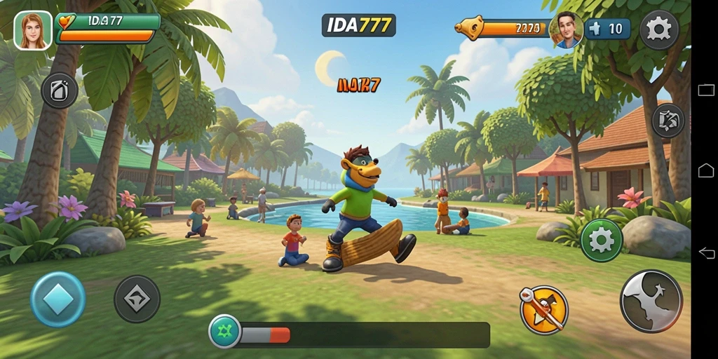 Tampilan gameplay IDA777 dengan grafis ceria dan tantangan seru.