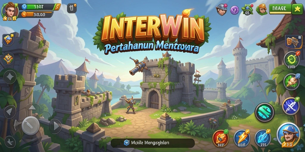 Tangkapan layar INTERWIN menampilkan aksi menara pertahanan yang mendebarkan.