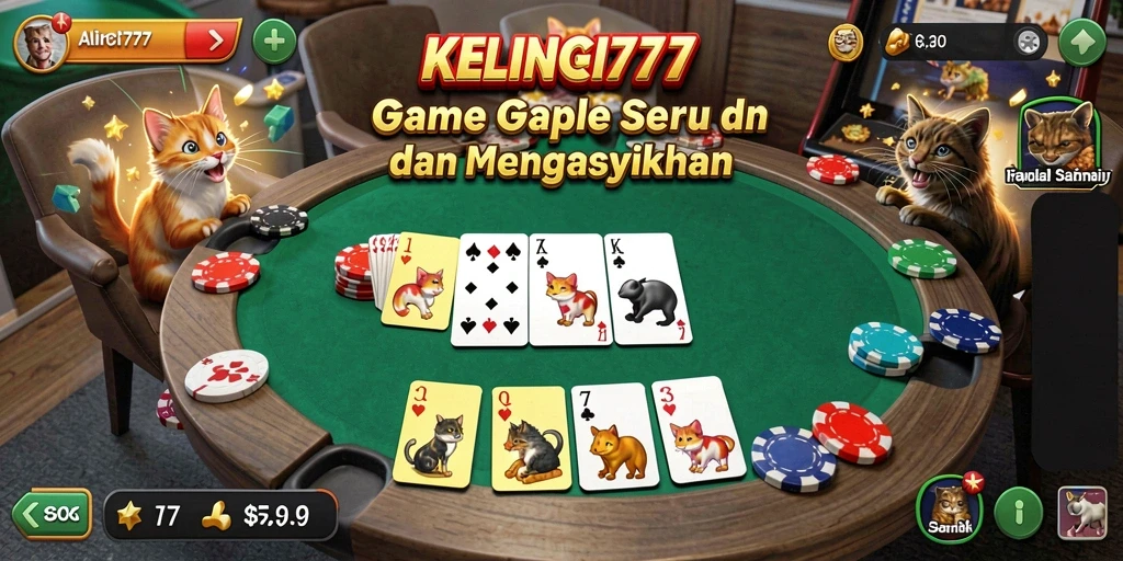 Screenshot gameplay KELINCI777 menampilkan serunya permainan Gaple.