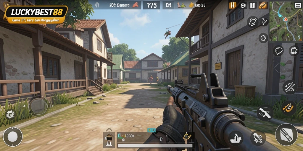 Screenshot gameplay LUCKYBEST88 menampilkan aksi pertempuran yang mendebarkan.