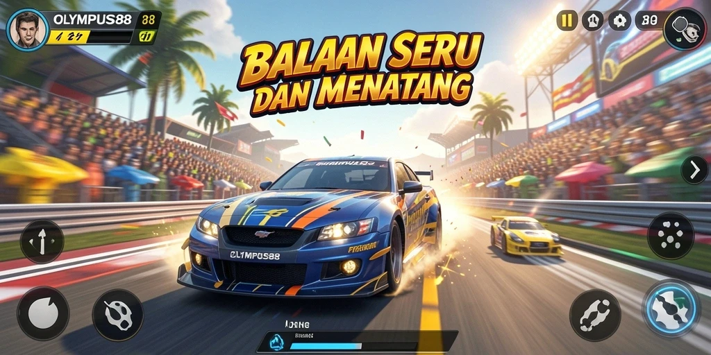 Tampilan gameplay balap OLYMPUS88 yang seru dan mendebarkan.