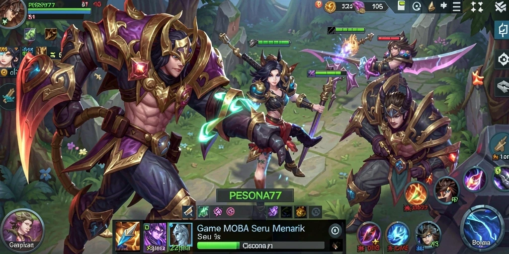 Tangkapan layar PESONA77 menampilkan aksi seru dalam pertarungan MOBA.
